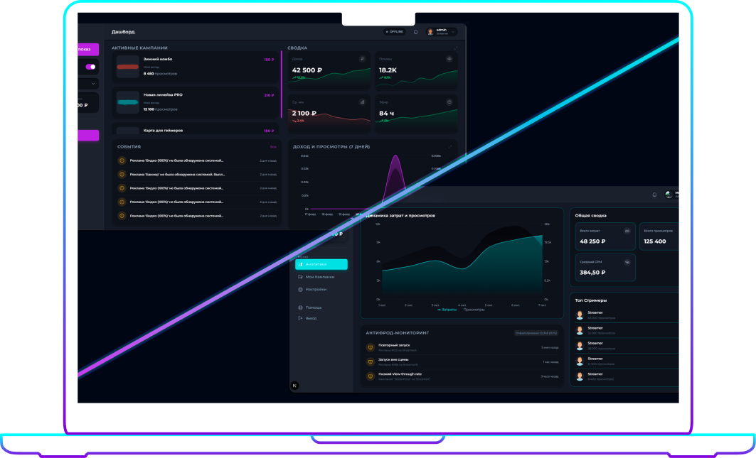 Streamly Dashboard Interface